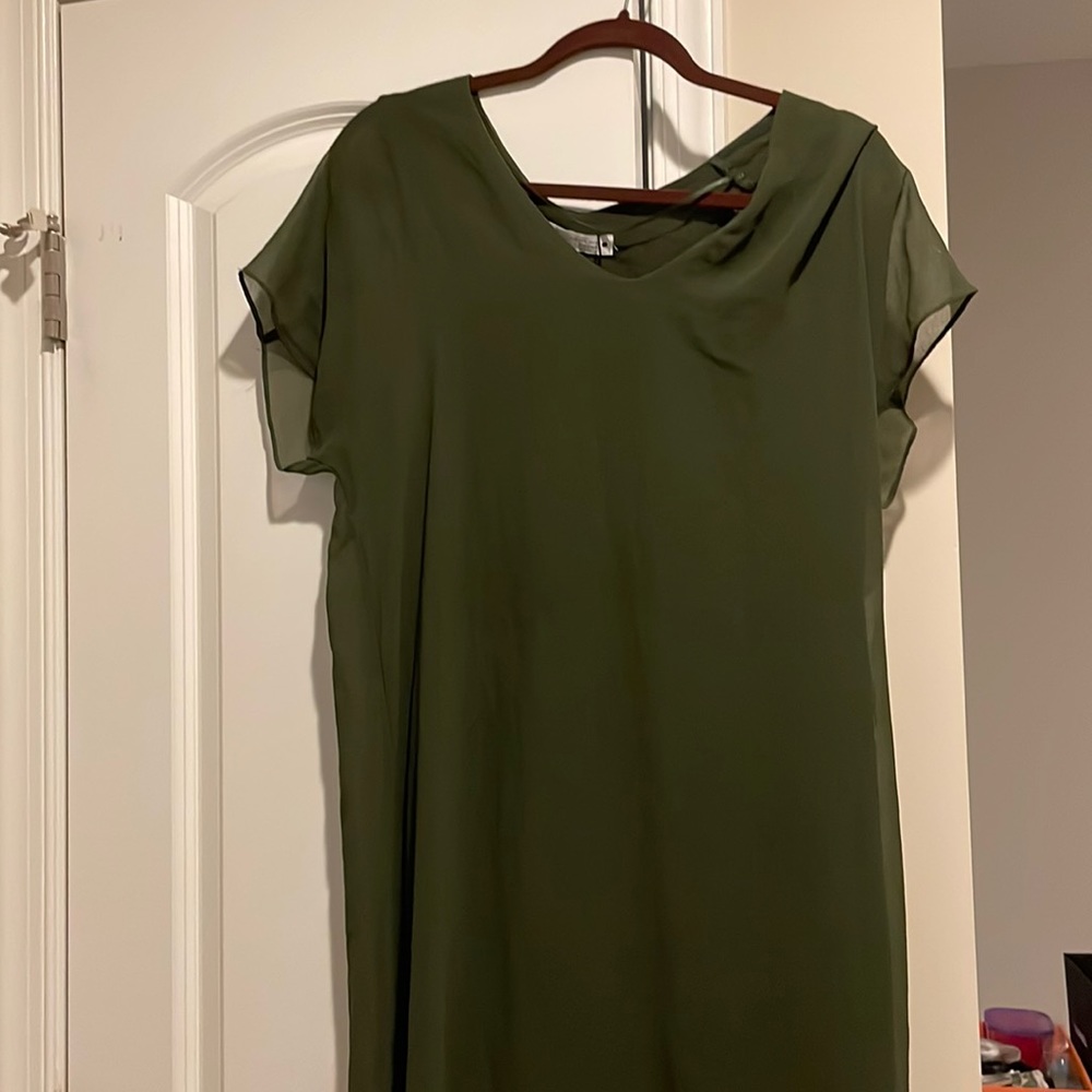 Zara khaki semi sheer dress